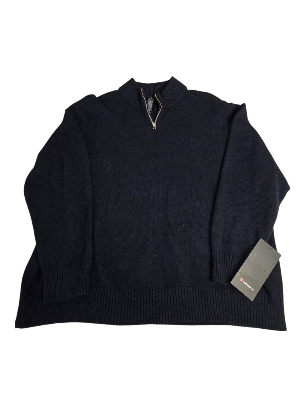 Lululemon Mens Relaxed Fit Half Zip Knit Sweater XXL Dark Navy Merino Wool Blend